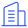 a blue line icon of a building with a blue line a blue line icon of a building with a blue line